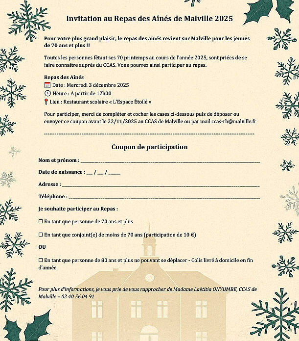 Inscription au repas des aînés.