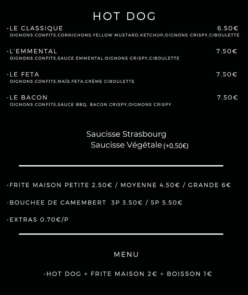 menu du 313 food truck
