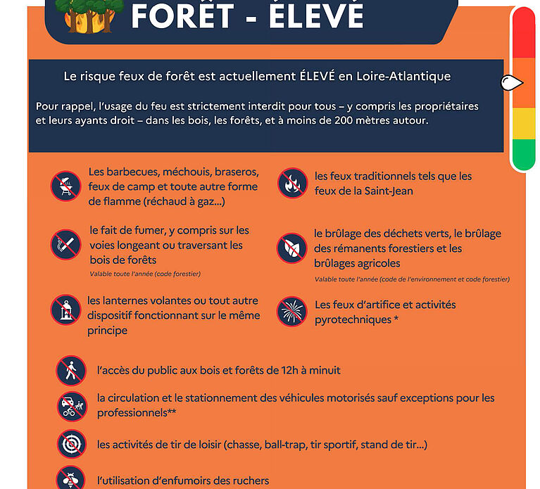 Risque de feux de forêt élevé