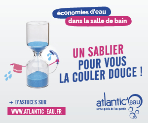 Affiche avec un sablier pour gérer le temps d'écoulement de l'eau